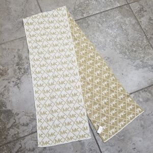 Michael Michael Kors White Gold Logo Scarf EUC